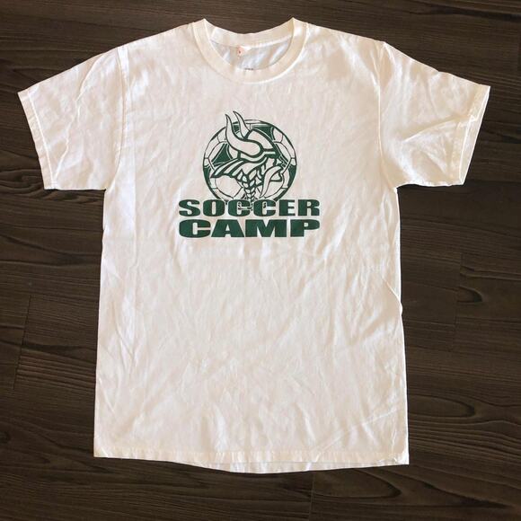 Men’s White ‘Soccer Camp’ Viking Graphic Tee - Picture 1 of 3